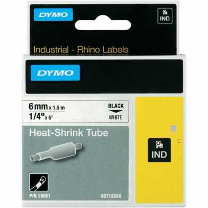 DYMO RhinoPRO 18051 Beyaz/Siyah Isıyla Küçülen Orjinal Şerit 6mm x 1,5mt - 1
