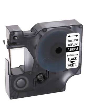 DYMO RhinoPRO 18053 Beyaz/Siyah Isıyla Küçülen Muadil Şerit 9mm x 1,5mt - 1