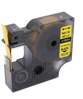 DYMO RhinoPRO 18054 Sarı Üzerine Siyah Isıyla Küçülen Muadil Şerit 9 mm x 1,5 mt - 1