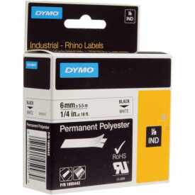 DYMO RhinoPRO 1805442 Beyaz/Siyah Sabit Polyester Şerit 6 mm x 5,5 mt - Dymo