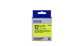Epson Floresan LK-4YBF Siyah Sarı Orjinal Etiket 12mm C53S654010 - Epson