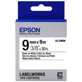 Epson LK-3WBN Standart Siyah Üzeri Beyaz 9MM 9Metre Etiket - Epson