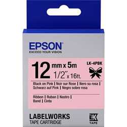 Epson LK-4PBK Pembe Üzerine Siyah Orjinal Etiket - Epson