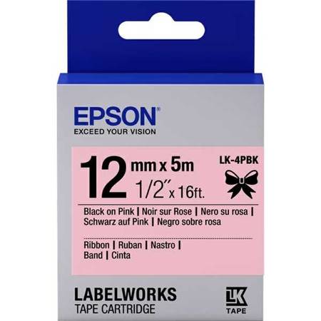 Epson LK-4PBK Pembe Üzerine Siyah Orjinal Etiket - 1