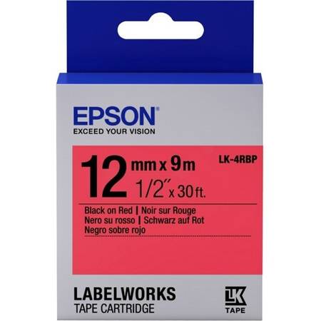 Epson LK-4RBP Orjinal Kırmızı Üzerine Siyah 12mm Etiket - 1