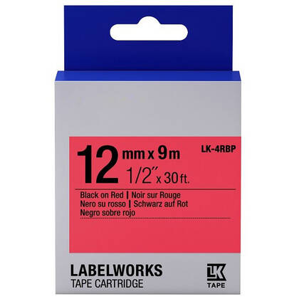 Epson LK-4RBP Muadil Pastel Etiket Kartuşu Siyah Kırmızı 12 mm C53S654007 - 1
