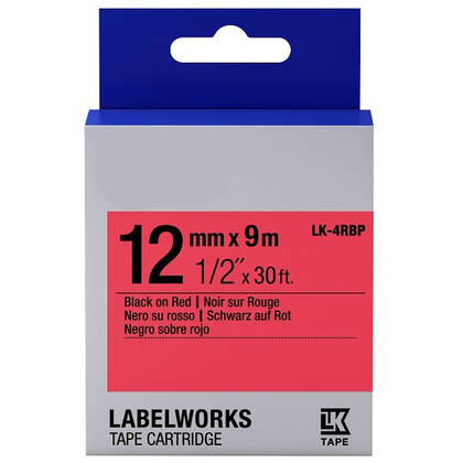 Epson LK-4RBP Muadil Pastel Etiket Kartuşu Siyah üzerine Kırmızı 12 mm (9 m) C53S654007 - 1