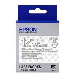 Epson LK-4TWN Orjinal Transparan Üzerine Beyaz 12mm Etiket - Epson