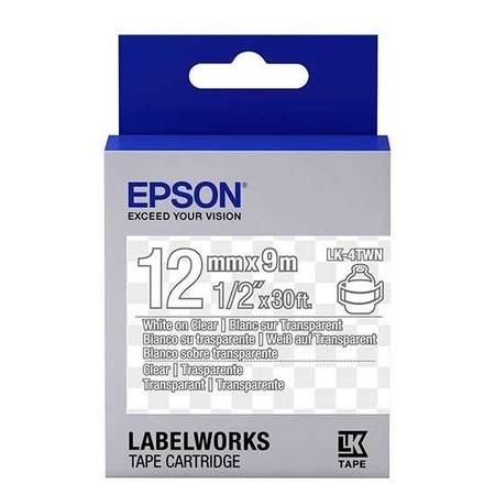 Epson LK-4TWN Orjinal Transparan Üzerine Beyaz 12mm Etiket - 1