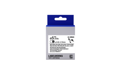 Epson LK-4WBA5 Isıyla Daralan Siyah Üzeri Beyaz 5MM 2,5Metre Muadil Etiket - 1