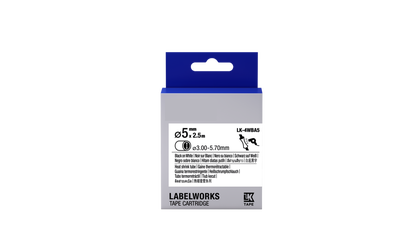 Epson LK-4WBA5 Muadil Isıyla Daralan Siyah Üzeri Beyaz 5MM 2,5Metre Etiket - 1