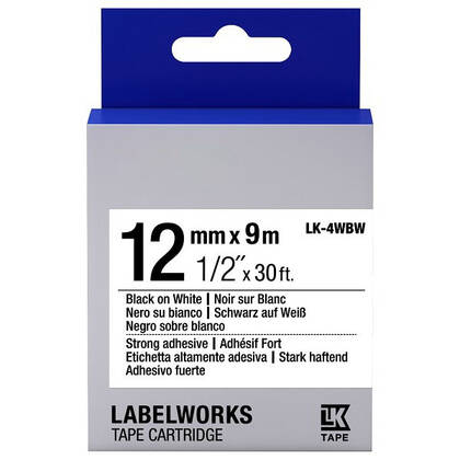 Epson LK-4WBW Muadil Güçlü Yapışkanlı Etiket Kartuşu Siyah Beyaz 12 mm C53S654016 - 1