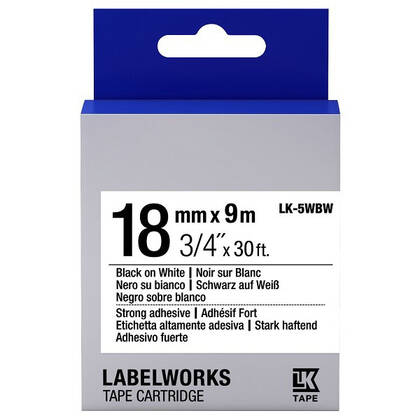 Epson LK-5WBW Muadil Güçlü Yapışkanlı Etiket Kartuşu Siyah Beyaz 18 mm C53S655012 - 1