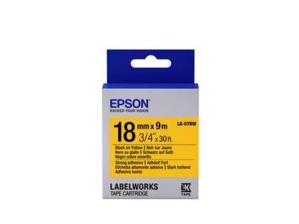 Epson LK-5YBW Orjinal Güçlü Yapışkanlı Etiket Kartuşu Siyah / Sarı 18 mm C53S655010 - 1