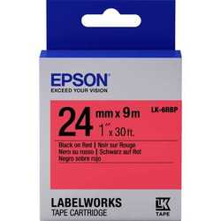 Epson LK-6RBP Orjinal Kırmızı Üzerine Siyah Etiket - Epson